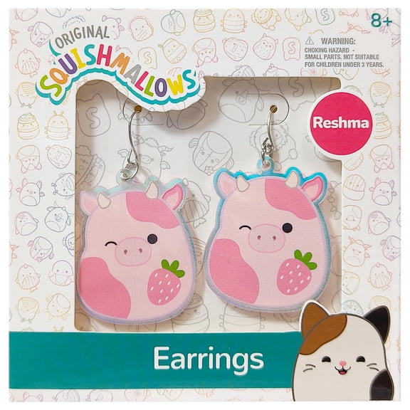 LUV HER Squishmallows Earrings for Girls, 1 pair Squishmallows themed, Fish hook Earrings in the Giftable Box, Ages 8 
