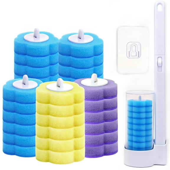 Naler Disposable Toilet Bowl Brush with 30 Toilet Wand Refills, Toilet Bowl Cleaner Wands, Toilet Cleaning System Starter Kit