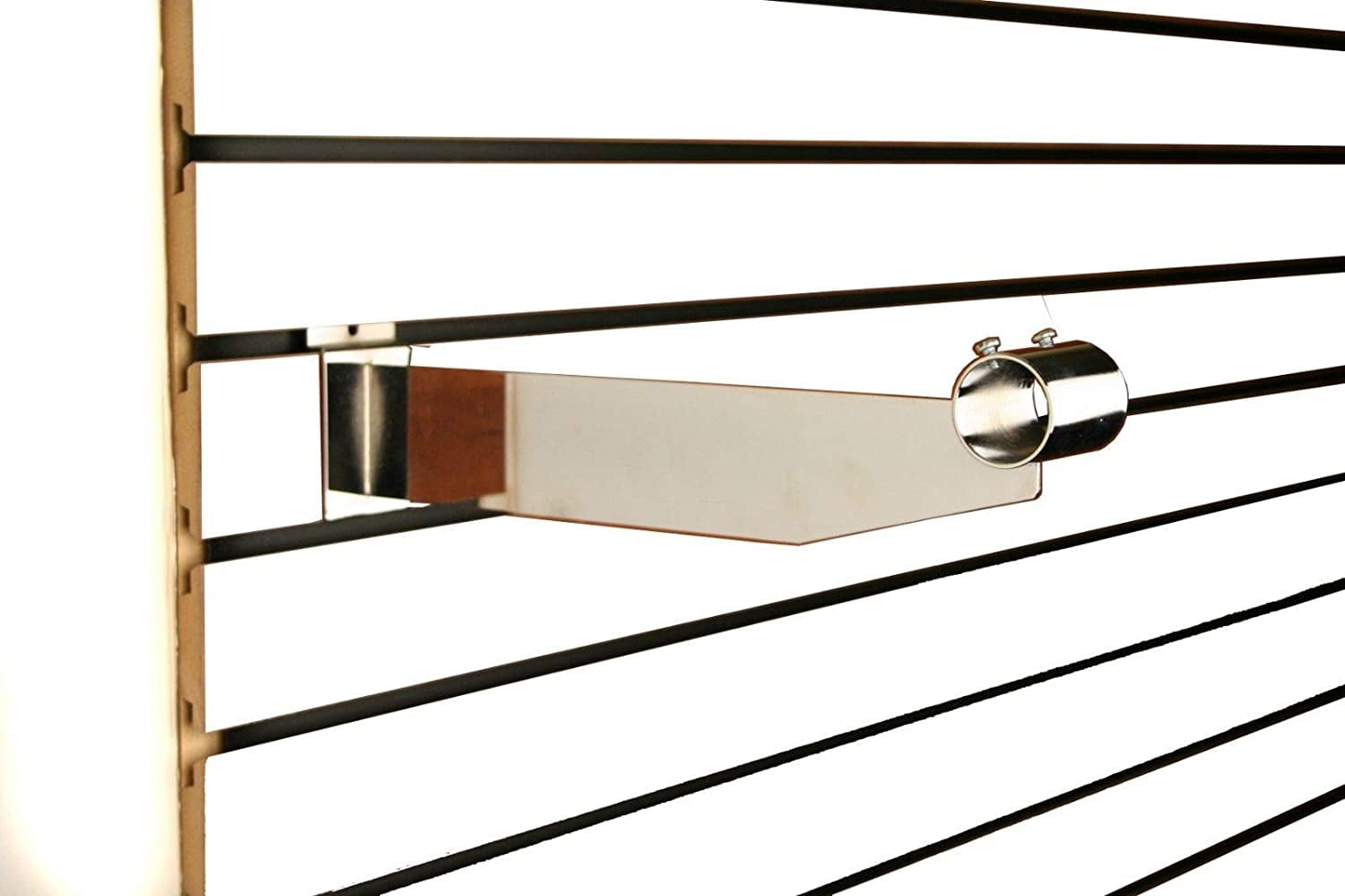 12" Slatwall 1.25" Diameter Round Tube Holding Hangrail Bracket for