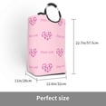 thumbnail image 3 of Waterproof Collapsible Laundry Hamper, Pink Floral Heart Pattern Aluminum Handle Laundry Bag, 50L, 3 of 6