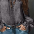 thumbnail image 5 of Women's Tops, Tees & Blouses V Neck 3/4 Sleeve All Over Print Button Down Loose Casual Shirts Business Casual Tops for Women bovemsi, 5 of 6