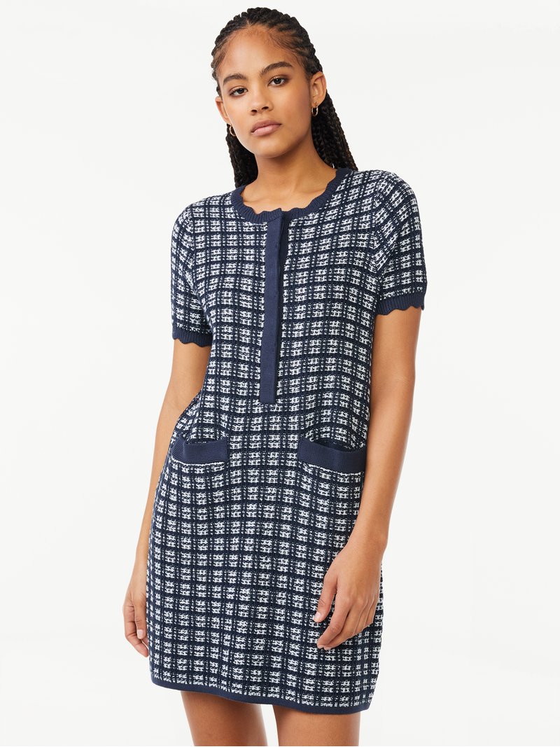 Classic Tweed Mini Dress navy S | csm.cg