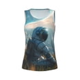 thumbnail image 3 of Picia Astronaut Contemplating Planet Pattern Women's Workout Tank Top,Breathable Activewear,Slim Fit Athletic Top,Versatile Workout Moisture-wicking top-Medium, 3 of 9