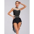 thumbnail image 7 of Aislor Women's Rhinestone Lyrical Jazz Dance Leotard Ballroom Tango Dance Dress Prom Party Mock Neck Bodysuit Black S, 7 of 7