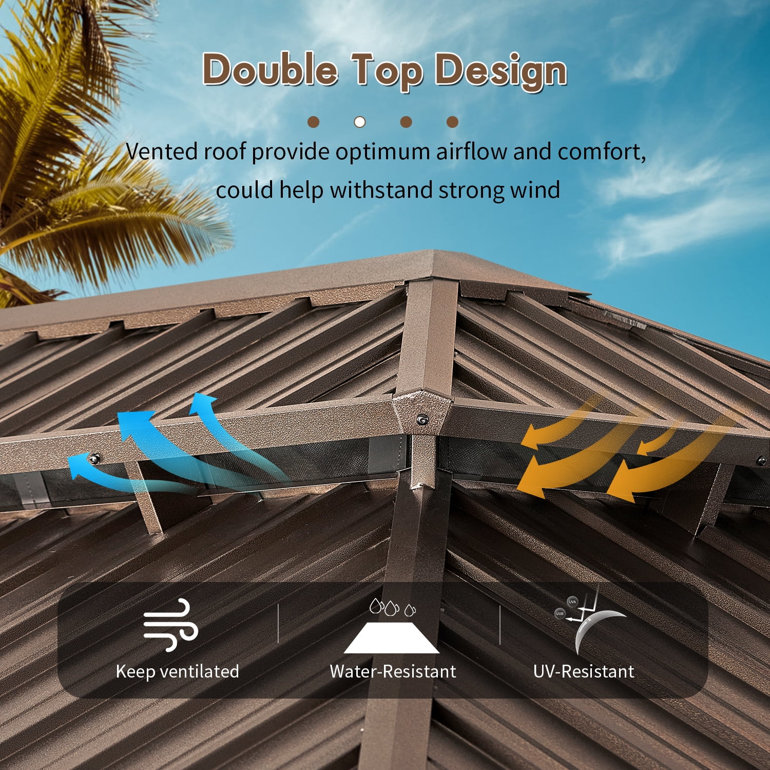 Sunmthink 12x16 ft. Outdoor Hardtop Gazebo, Double Roof and Aluminum Fram, for Patios
