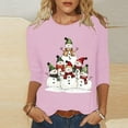 thumbnail image 2 of LiMoi Women's Christmas Snowman Print 3/4 Sleeve Round Neck Casual Tops Tees Tshirts Shirts Blouse for Holiday Party My Items, 2 of 5