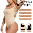 thumbnail image 3 of Vaslanda Tummy Control Shapewear Bodysuit for Women Scoop Low Back Thong Bodysuit Seamless Square Neck Body Shaper, 3 of 7