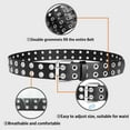 thumbnail image 2 of Maikun Women Belts Grommet Leather Belts for Women Studded Belt Punk Accessories Black&White Belt 2PC, 2 of 7