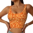 thumbnail image 1 of Balery Orange Glitter Sujetadores deportivos con espalda cruzada para mujer, acolchados, sin costuras, de alto impacto, ideales para yoga, gimnasio, entrenamiento y fitness.-Medium, 1 of 8