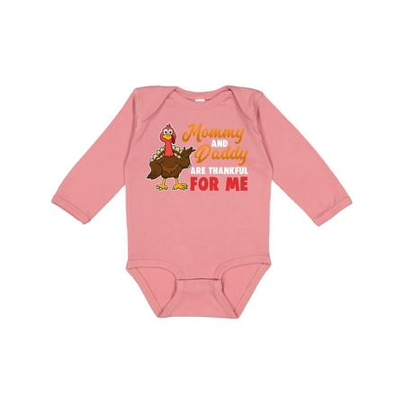

Inktastic Thanksgiving Mommy Daddy Thankful for Me Gift Baby Boy or Baby Girl Long Sleeve Bodysuit