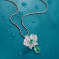 thumbnail image 5 of Santuzza 925 Sterling Silver White Lily Dangling Pendant Green Spinel Cubic Zirconia Flower Pendant for Women, 5 of 5