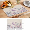 thumbnail image 6 of Purple Florals Placemats Set of 8 Spring Butterflies Dragonfly Retro Beige Place Mats Indoor Wipeable Table Mats Washable Cloth Dining Table Placemats for Kitchen Holiday Party Home Decor 13x19 Inch, 6 of 9