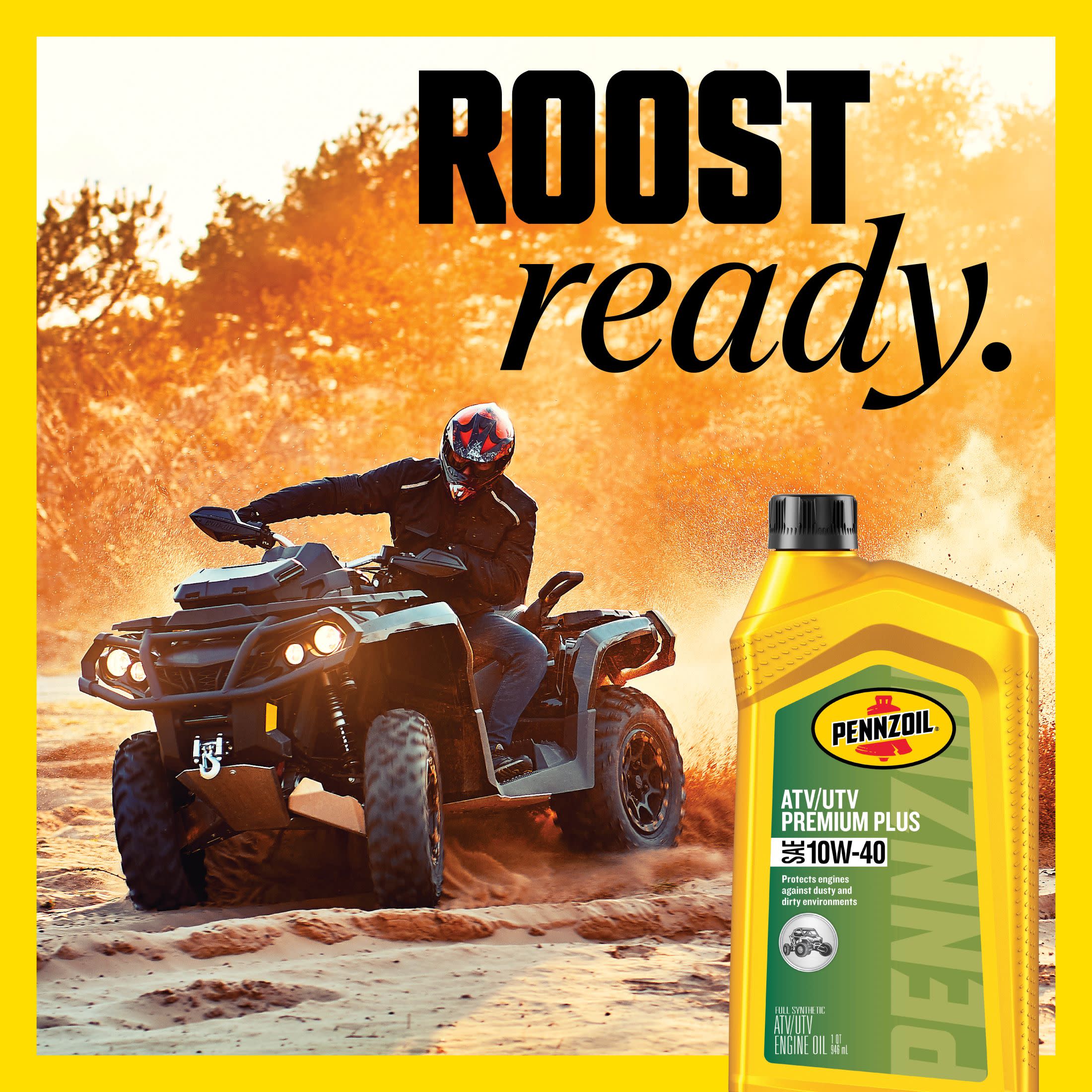 Pennzoil Premium Plus Full Synthetic ATV/ UTV 10W-40 Motor Oil, 1 Quart