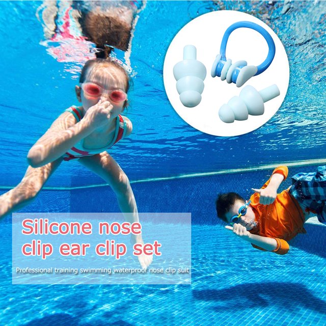 Tapones para los oídos de natación de verano suaves a prueba de agua + Kits de clip para la nariz Suministros de buceo para nadar