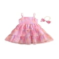 thumbnail image 1 of AMERTEER Bébé Filles Tutu Robe Bambin Cravate-Teinte Maille Tutu Robe Bébé Tulle Robes Fille Robe Princesse Sans Manches Arc-en-Ciel 3-4 Ans, 1 of 7