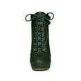 thumbnail image 6 of BLISSFUL STEP Women's Platform Lace Up Strap Block Heels Ankle Boots Dark Green 8.5, 6 of 7
