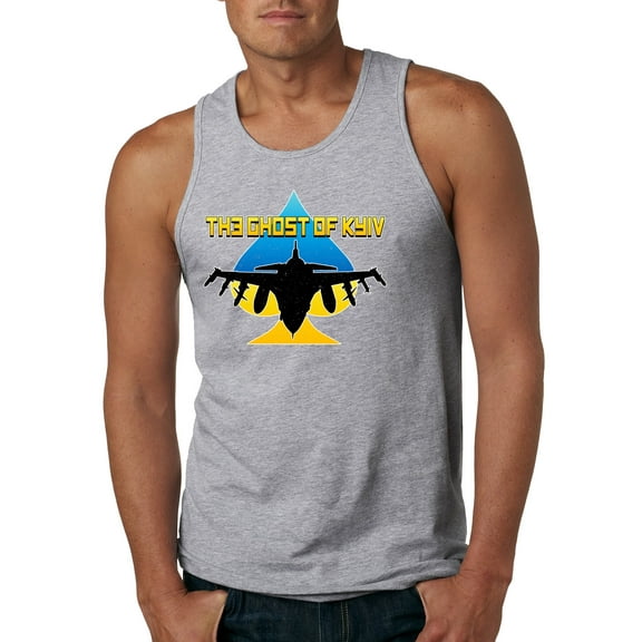The Ghost Of Kyiv Mens Graphic Tank Top, Heather Grey, 3X-Large