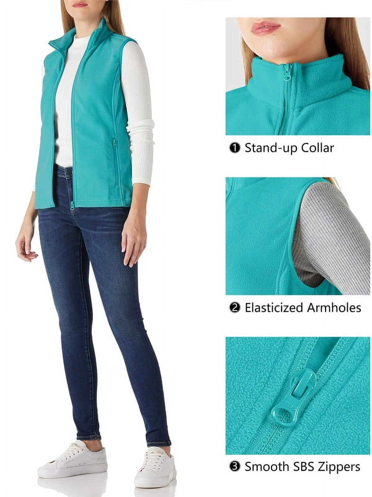 Off Road Ventures Womens Fleece Lined Vests Outerwear Lightweight Sleeveless Running Vest With Zipper Pockets