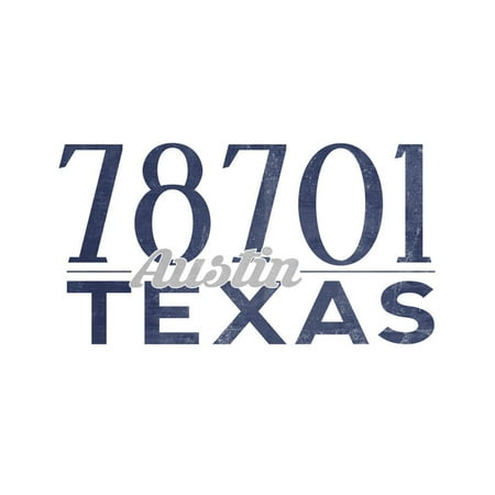 Austin, Texas - 78701 Zip Code (Blue) Print Wall Art By Lantern