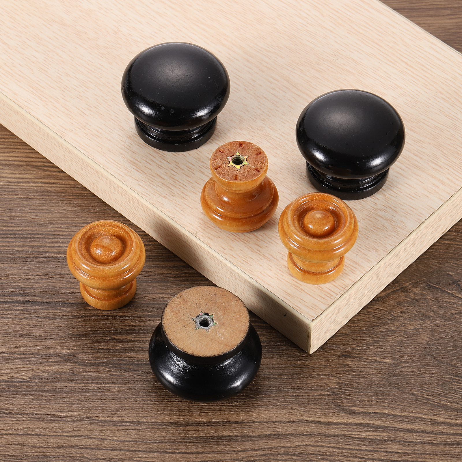 Unique Bargains Wooden Kitchen Cabinet Drawer Handles Beige
