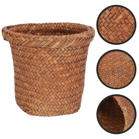 HEATSHAKING Room Waste Basket Wicker 1Set 6.9x5.7x5.7in