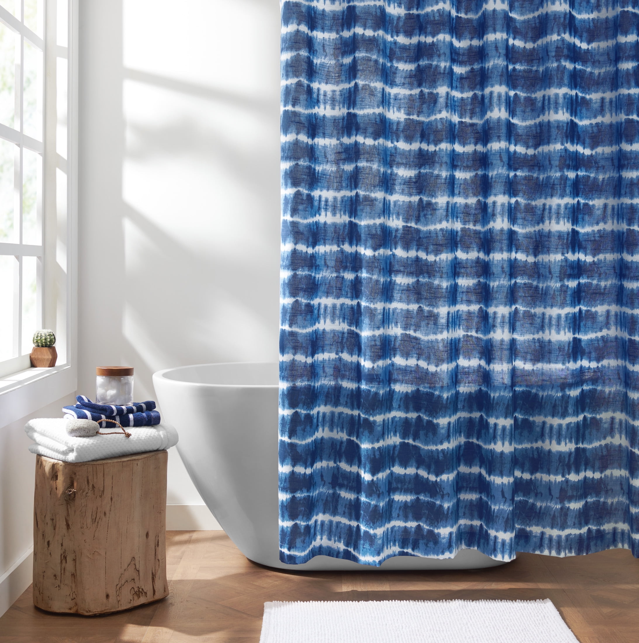Gap Home Tie Dye Organic Cotton Shower Curtain Blue 72x72