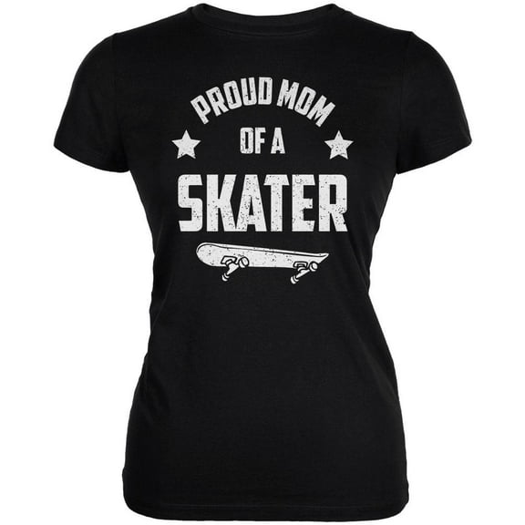 Proud Mom Skater Skateboard Juniors Soft T Shirt Black SM