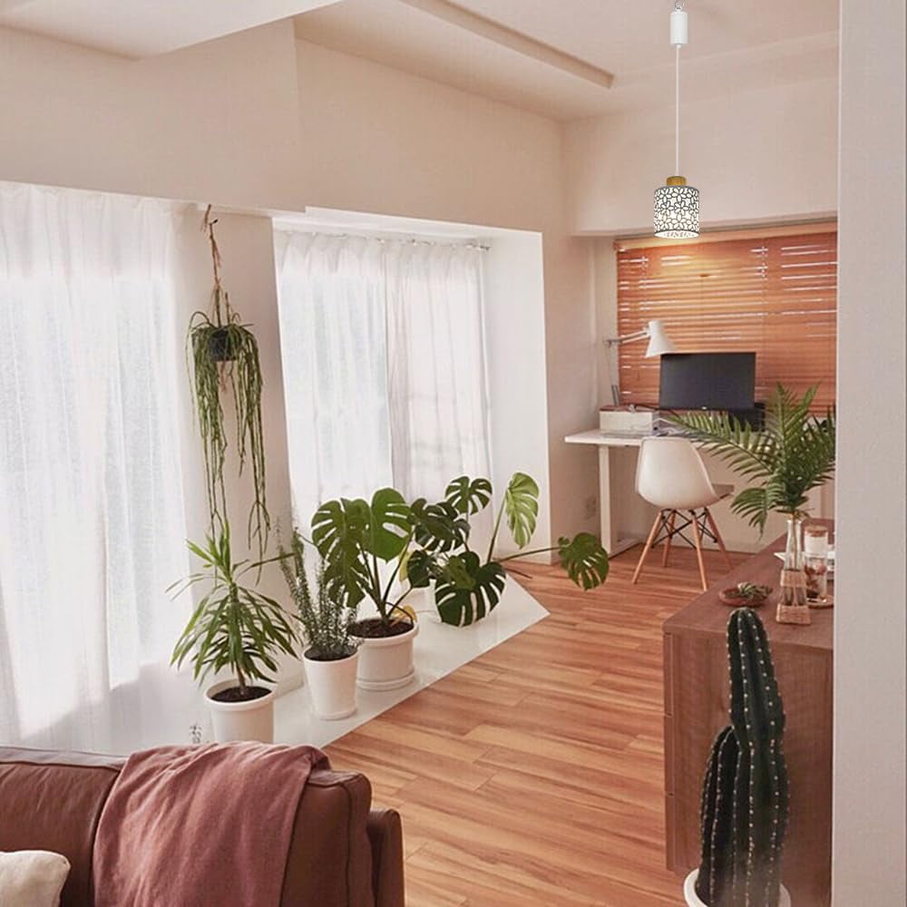 KAYYELAMP 2Pcs Rechargeable Battery Adjusted Height Hanging Light Remote LED Dimmer Timing Bulb Wood Base Petal Pattern Shade Modern Design for Depot Kitchen Farmhouse