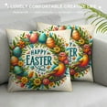 thumbnail image 3 of RUIYC Easter Pillow Case Rabbit Bunnies with Eggs Canvas Pillow Cover, Spring Sofa Bed Throw Cushion Cover Decoration, 3 of 5