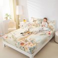thumbnail image 3 of Castle Fairy Watercolor Floral Deer Queen Sheets 4 Pieces,Romantic Rose Leaves Queen Sheet Sets,Peach Blue Cream,1 Fitted Sheet, 1 Flat Sheet and 2 Pillowcases, 3 of 6