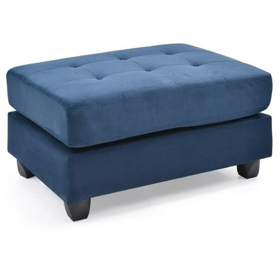Maklaine Contemporary Microsuede Ottoman in Navy Blue Finish