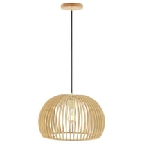 SAFAVIEH Mesa Natural Wood Pendant Light with Natural Wood Shade