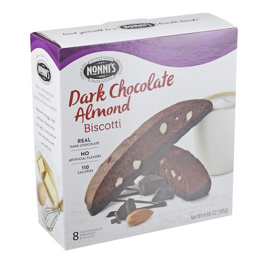 Nonni's Food Company Dark Chocolate Almond Biscotti Cookies, 6.88 oz - Case of 6