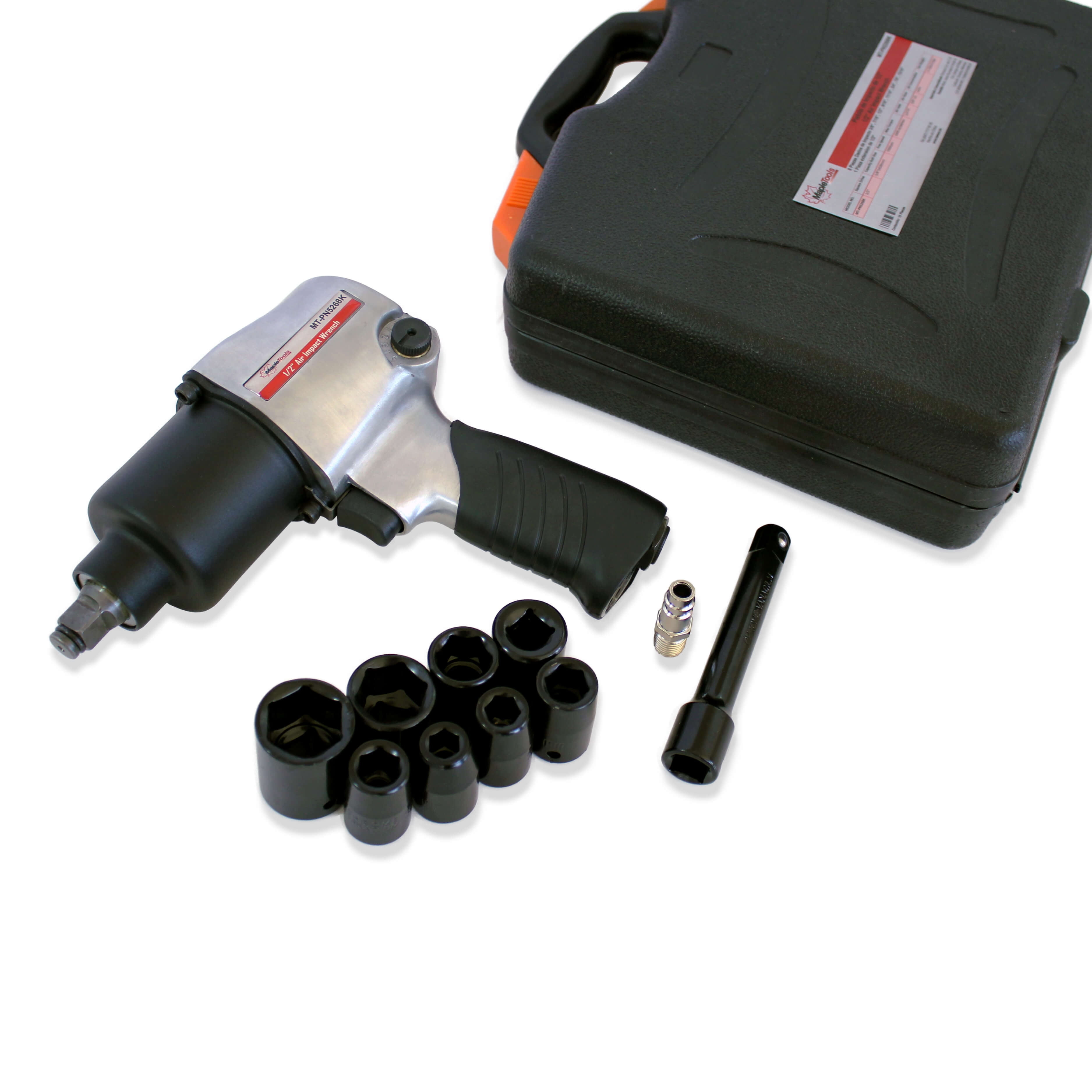 KIT PISTOLA IMPACTO NEUMATICA 1/2'' ESTUCHE 9 DADOS MAPLE TOOLS