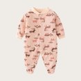 thumbnail image 2 of BCSIOAOI Baby Romper,Cotton Long Sleeve Snap-Front Footed Deer Print Romper Pink 0-3 Months, 2 of 6