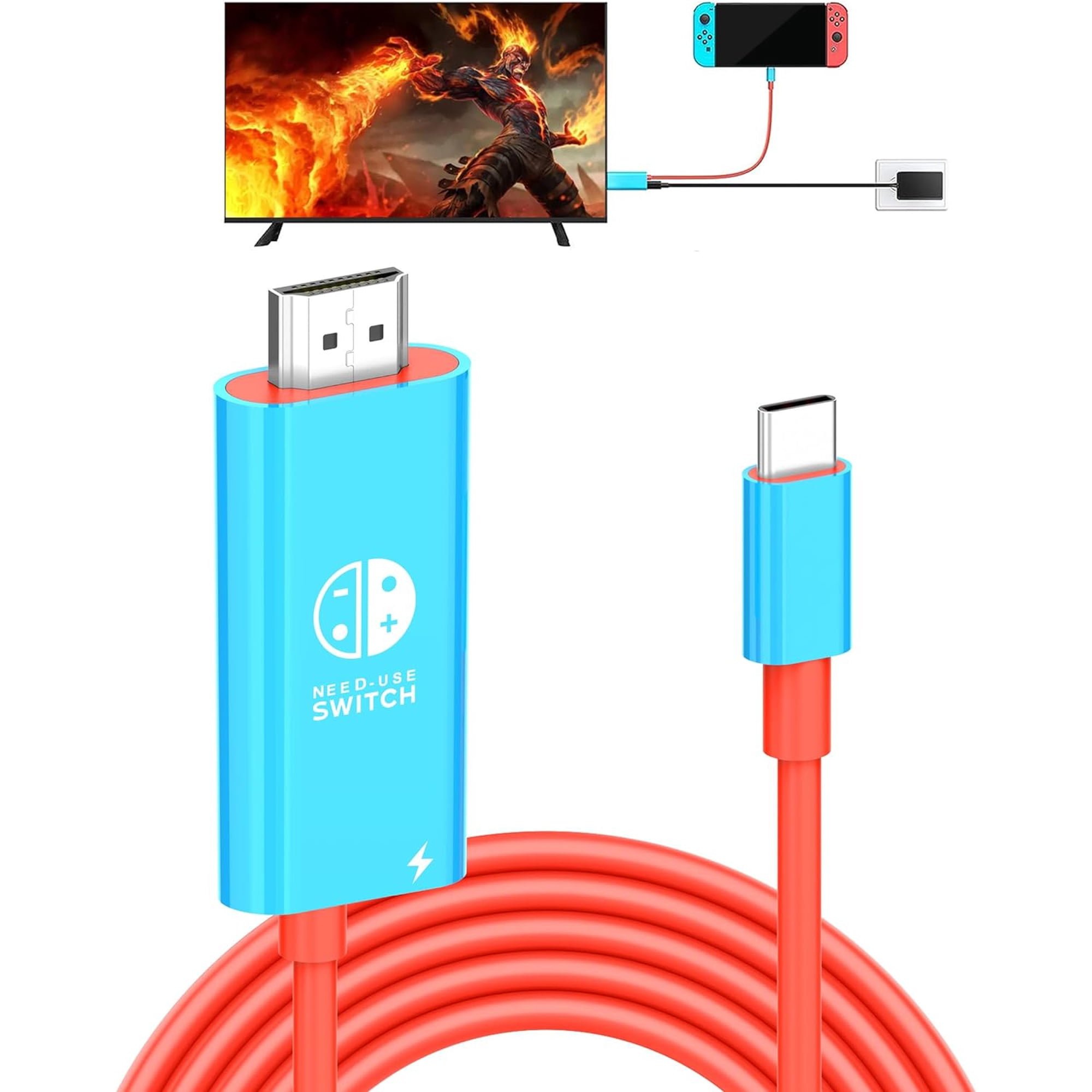 USB C to HDMI Cable Adapter for Nintendo Switch Dock [6.6 ft], USB 3.1 Type-C to HDMI Video Converter Cable Replaces The Original Switch Dock Station for TV Projection Screen,4K@30Hz 1080P@60Hz