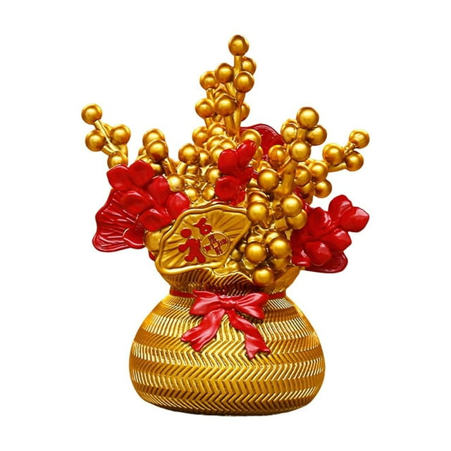 Árbol de la suerte del Año Nuevo chino Arte del árbol de la suerte chino para el mostrador de la oficina en casa Dorado
