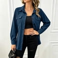 thumbnail image 4 of Atogsazn Women's Button Down Shacket Jacket Casual Ribbed Corduroy Long Sleeve Oversized Shirt Fall Winter Tops Blue S Fashion, 4 of 7
