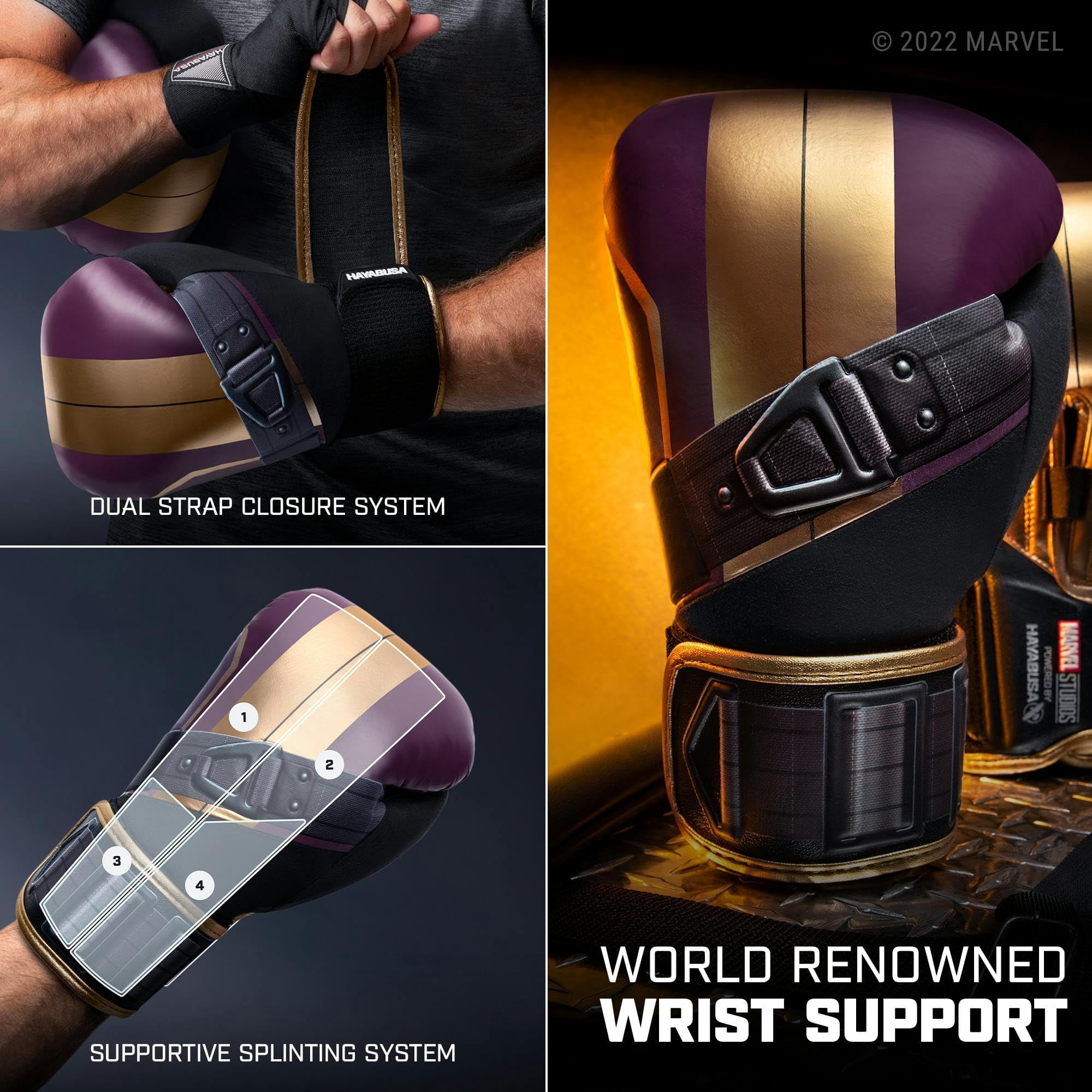 Hayabusa Marvel Hero Elite Boxing Gloves for Men and Women - Batroc, 12oz