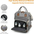 thumbnail image 5 of Diaper Bag with Changing Station, Waterproof 3 in 1 Baby Diaper Backpack with Foldable Changing Pad, Large Travel Back Pack for Baby Girl Boy, Grey, 5 of 7
