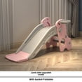 thumbnail image 1 of Compact Foldable Kids Indoor Slide with Basketball Hoop and Ball - Safe Multi-Functional Toddler Playground Equipment for Home Use, Pink & Gray "M" Design - Perfect for Active Play and Space-Saving, 1 of 6