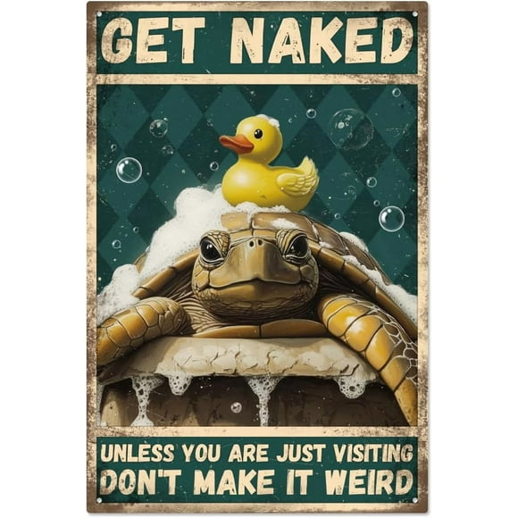 Funny Bathroom Quote Metal Tin Sign 7.9x11.8 Inch Sea Turtle Vintage Metal Signs Bathroom Wall Decor Retro Wall Art Poster Plaque Decor for Home Farmhouse Toilet Restroom Washroom Gifts