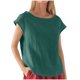 thumbnail image 2 of ICHUANYI Clearance Women's Summer Fashion Cropped Sleeves Lapel V-Neck Cotton Line Loose Shirt Blouse(Green, M) ICHUANYI WER2023081001466, 2 of 6