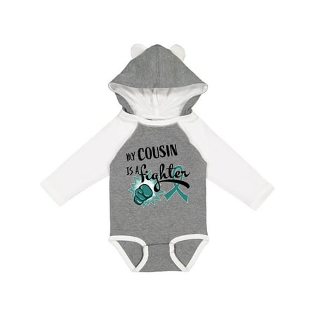 

Inktastic Ovarian Cancer Awareness My Cousin is a Fighter Gift Baby Boy or Baby Girl Long Sleeve Bodysuit