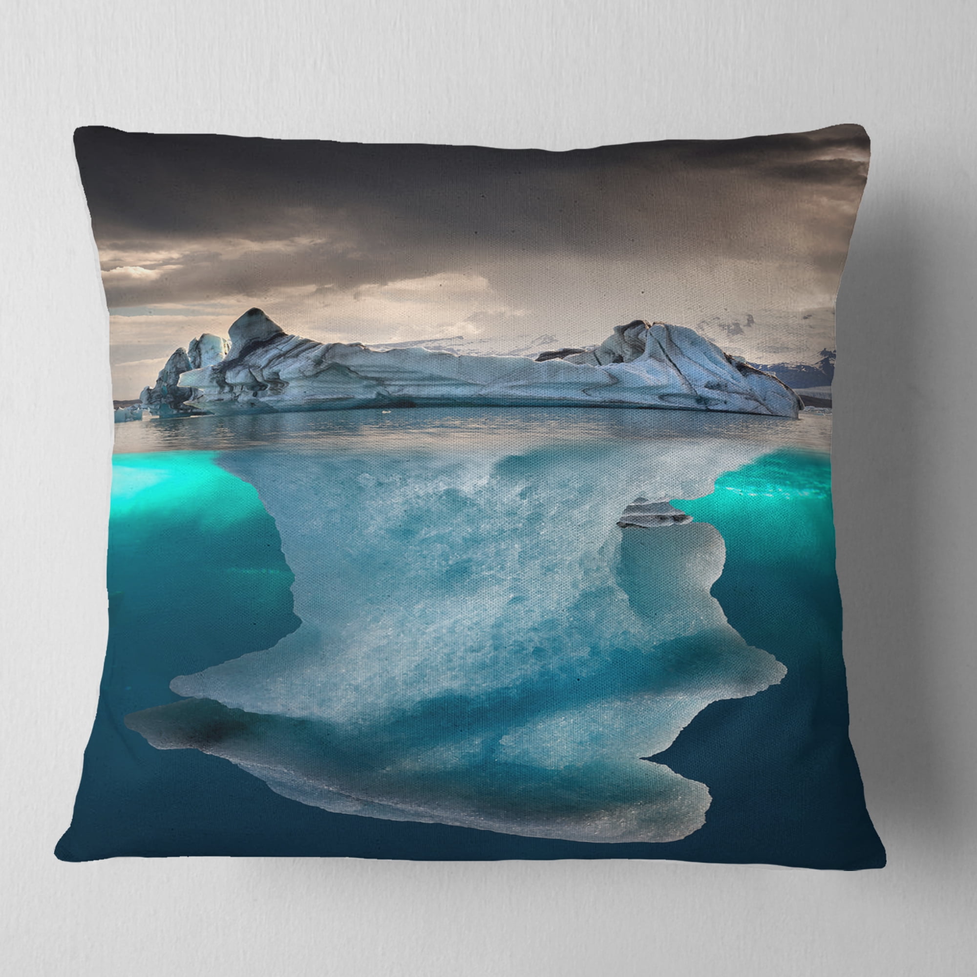 Designart Large Iceberg in Sea - Seascape Photography Throw Pillow - 16x16