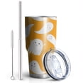 thumbnail image 2 of 30oz Orange Halloween Cute Ghosts Tumblers Stainless Steel Tumbler with Lid and Straw,Vacuum Insulated Double Wall Travel Tumbler Cups Mug with Cleaning Brush for Coffee,Tea, 2 of 7