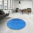 thumbnail image 4 of Ahgly Company Machine Washable Indoor Round Industrial Modern Neon Blue Area Rugs, 7' Round, 4 of 7