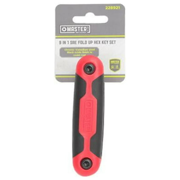 Master Mechanic GS050815 9-In-1 SAE Hex Key Set, Medium, Plastic, Fold-Up - Quantity 6