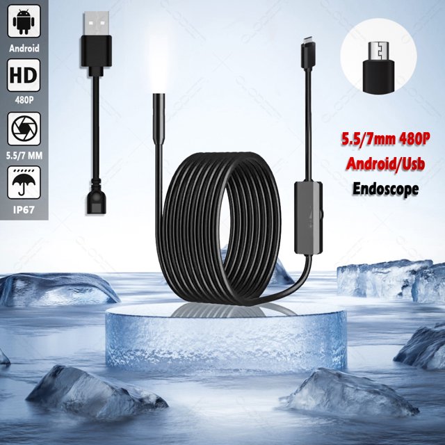 Endoscope Camera DN-004 - 5.5/7mm Lens, USB, Rigid Cable, for Cars/Android/Smartphone, Inspection Tool, CE Certified