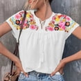 thumbnail image 3 of Blusa bordada de verano para mujer, blusa informal de manga corta bordada para mujer, blusa informal de manga corta para mujer, blusas elegantes y modernas, 3 of 6